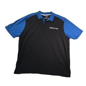Kenneth Cole Logo Polo Shirt Men's Size 3X Spell Out Black & Blue